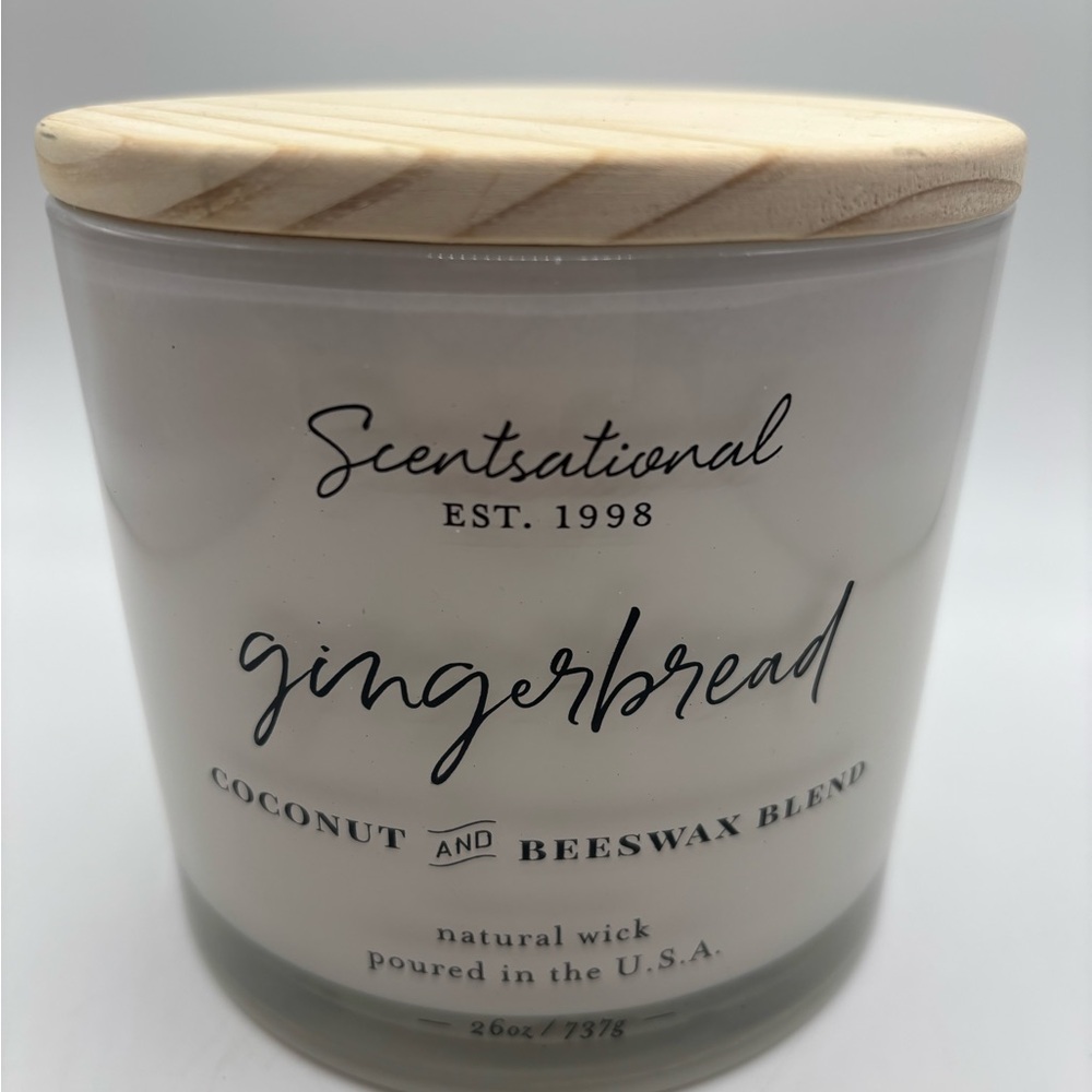 Scentsational Gingerbread 3 Wick Large Natural Soy Blend Candle Glass 26 oz New